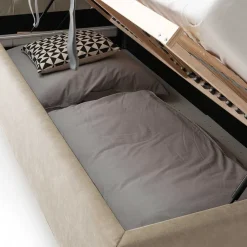 Wohnen Bettkasten Bett in Beige Microfaser - Croscony