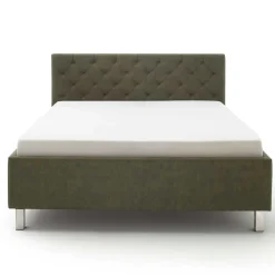 Wohnen Jugendbetten*Bettkasten Polsterbett in Oliv Grün & Chrom - Weyna