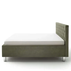 Wohnen Jugendbetten*Bettkasten Polsterbett in Oliv Grün & Chrom - Weyna