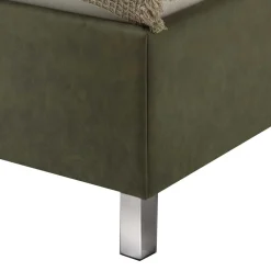 Wohnen Jugendbetten*Bettkasten Polsterbett in Oliv Grün & Chrom - Weyna