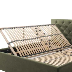 Wohnen Jugendbetten*Bettkasten Polsterbett in Oliv Grün & Chrom - Weyna