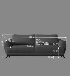 Wohnen Bettsofa in Grau Stoff in Vintage Optik - Salcina