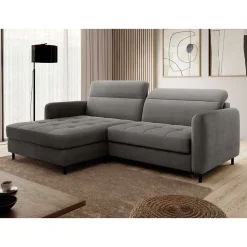 Wohnen Bettsofa L-Couch in Grau Samtbezug - Lionel
