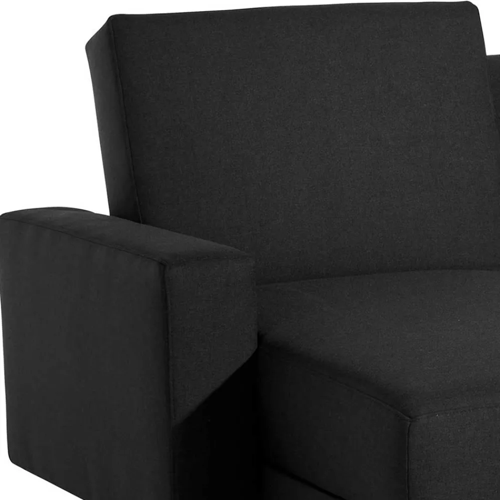 Wohnen Graue Möbel|Schwarze Möbel*Bettsofa mit Hocker in Schwarz mit Chrom - Farella (zweiteilig)