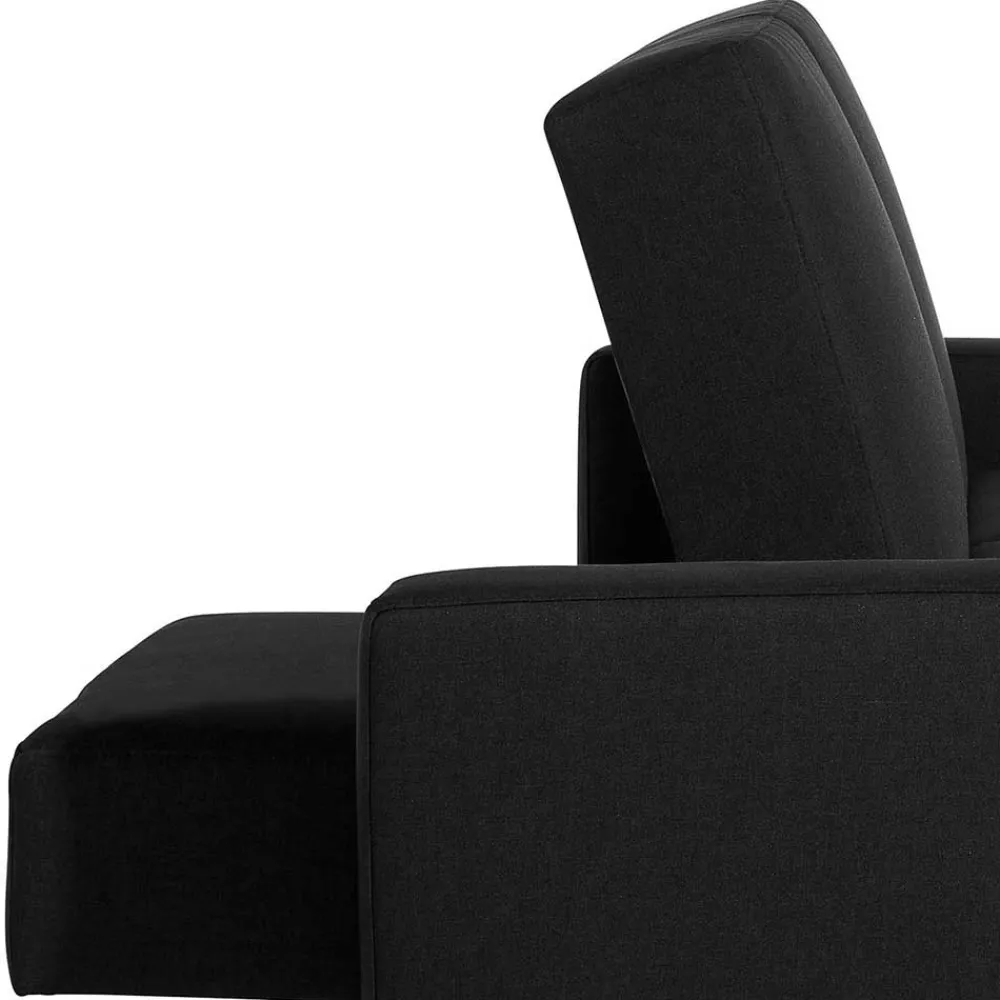 Wohnen Graue Möbel|Schwarze Möbel*Bettsofa mit Hocker in Schwarz mit Chrom - Farella (zweiteilig)