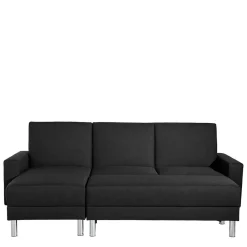 Wohnen Graue Möbel|Schwarze Möbel*Bettsofa mit Hocker in Schwarz mit Chrom - Farella (zweiteilig)
