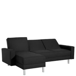 Wohnen Graue Möbel|Schwarze Möbel*Bettsofa mit Hocker in Schwarz mit Chrom - Farella (zweiteilig)