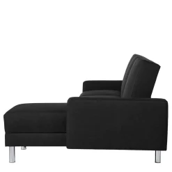 Wohnen Graue Möbel|Schwarze Möbel*Bettsofa mit Hocker in Schwarz mit Chrom - Farella (zweiteilig)