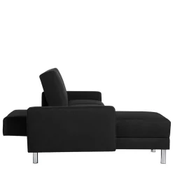 Wohnen Graue Möbel|Schwarze Möbel*Bettsofa mit Hocker in Schwarz mit Chrom - Farella (zweiteilig)