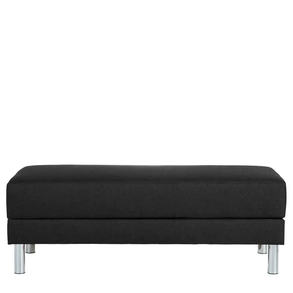Wohnen Graue Möbel|Schwarze Möbel*Bettsofa mit Hocker in Schwarz mit Chrom - Farella (zweiteilig)