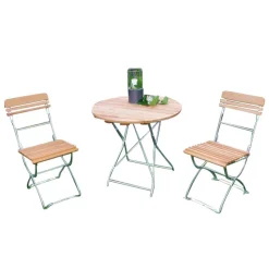 Wohnen Metall-Gartenmöbel|Balkonmöbel*Biergarten Garnitur für 2 Personen Riumana mit Klapptisch rund (dreiteilig)