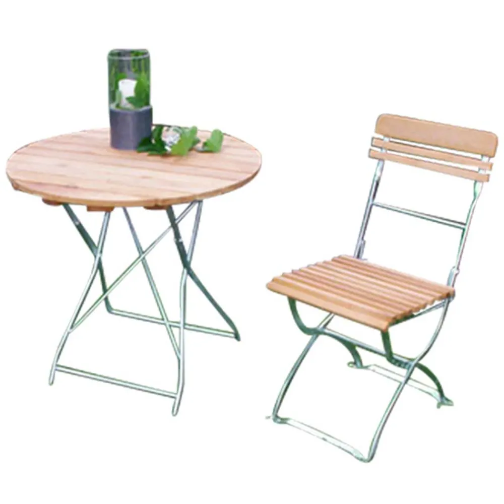 Wohnen Metall-Gartenmöbel|Balkonmöbel*Biergarten Garnitur für 2 Personen Riumana mit Klapptisch rund (dreiteilig)