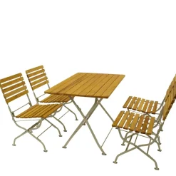 Wohnen Sitzgruppe|Balkonmöbel*Biergarten Gartengarnitur aus Robinie & Stahl - Haita (fünfteilig)