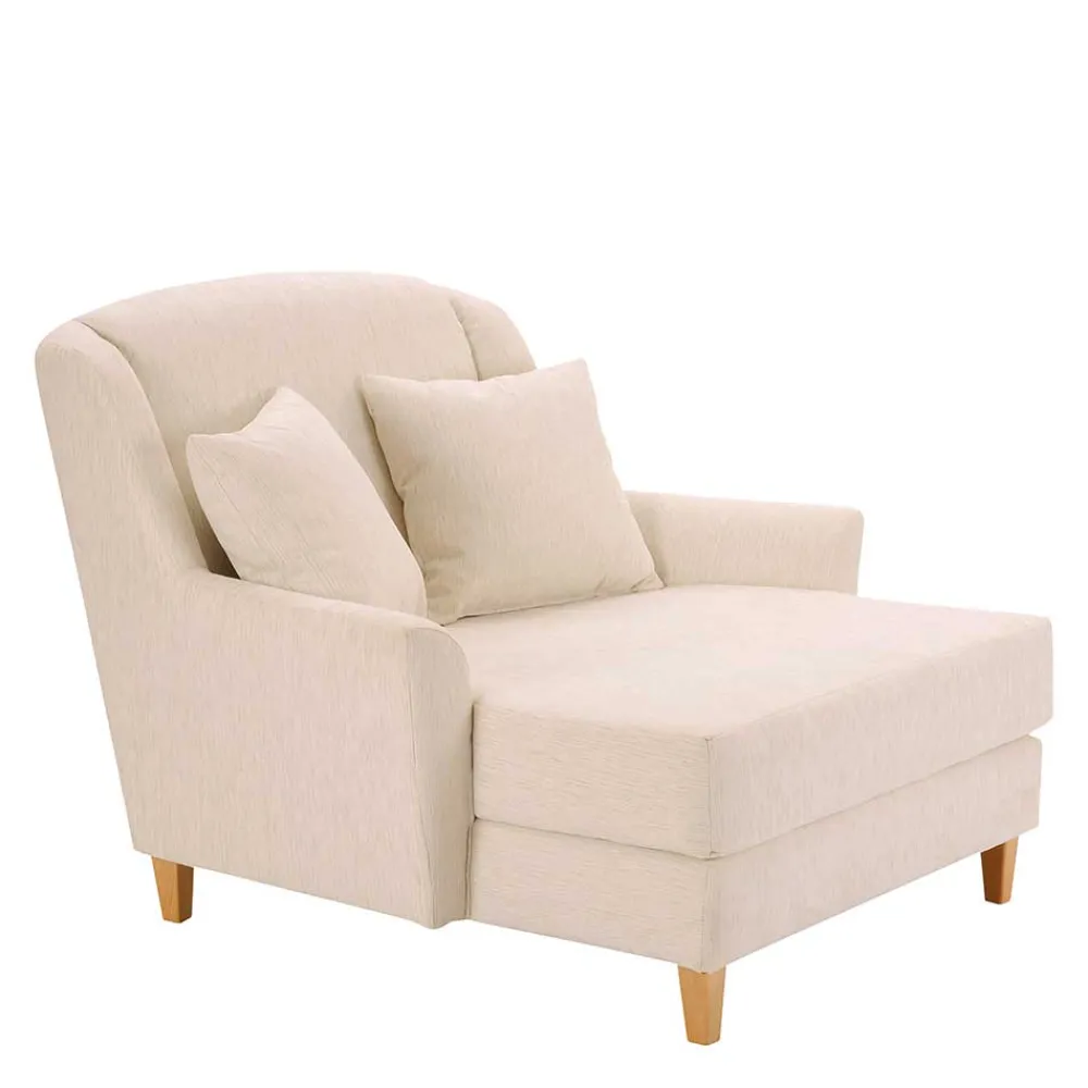 Wohnen Big Sessel in Creme Webstoff - Bergion