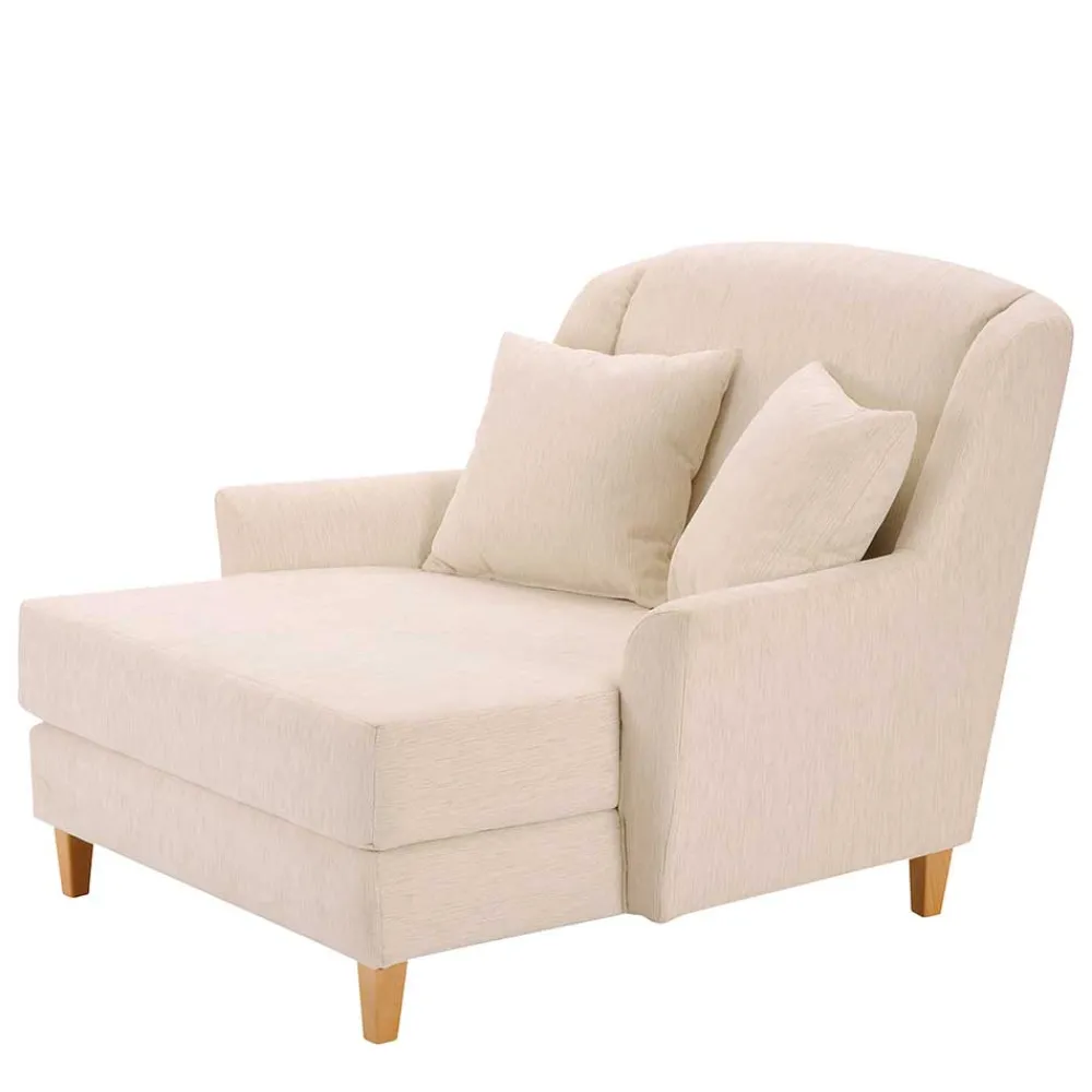 Wohnen Big Sessel in Creme Webstoff - Bergion