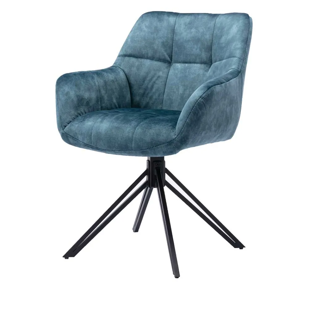 Wohnen Blauer Armlehnenstuhl aus Velours - Paleara (2er Set)