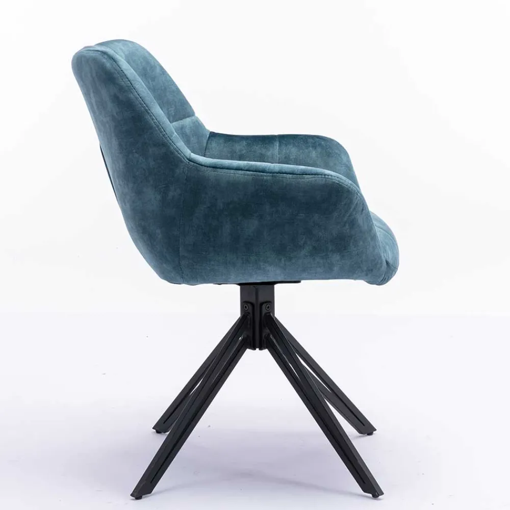 Wohnen Blauer Armlehnenstuhl aus Velours - Paleara (2er Set)