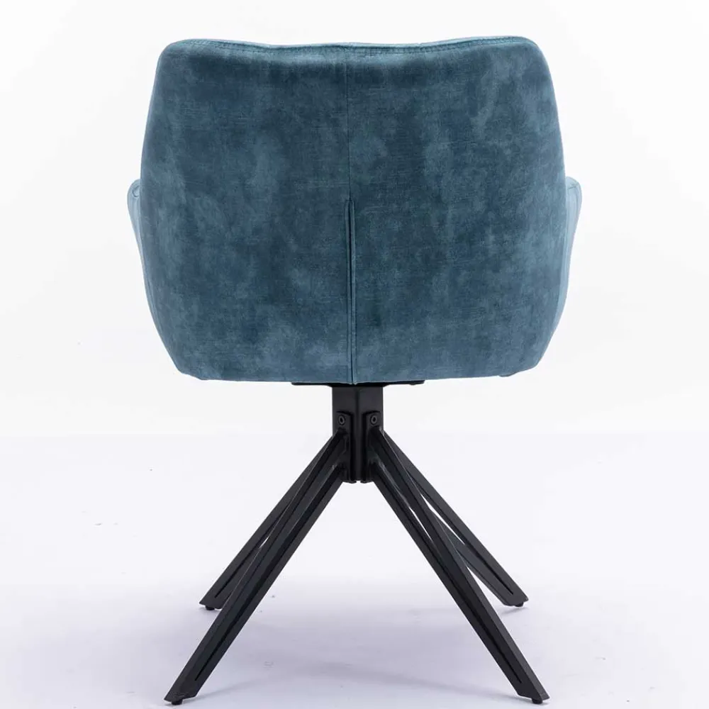 Wohnen Blauer Armlehnenstuhl aus Velours - Paleara (2er Set)