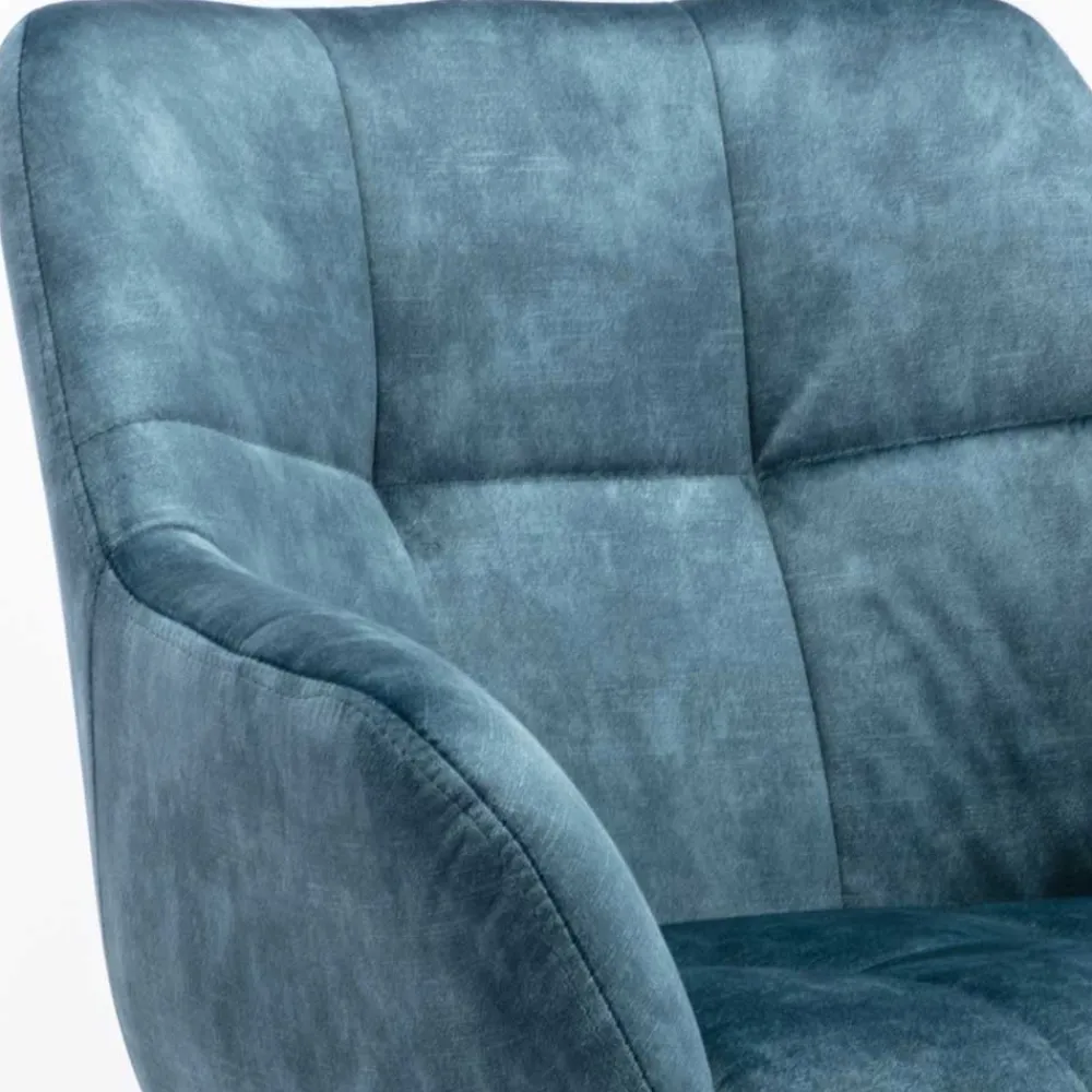 Wohnen Blauer Armlehnenstuhl aus Velours - Paleara (2er Set)