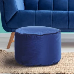 Wohnen Blauer Samt Pouf in runder Form - Briotova