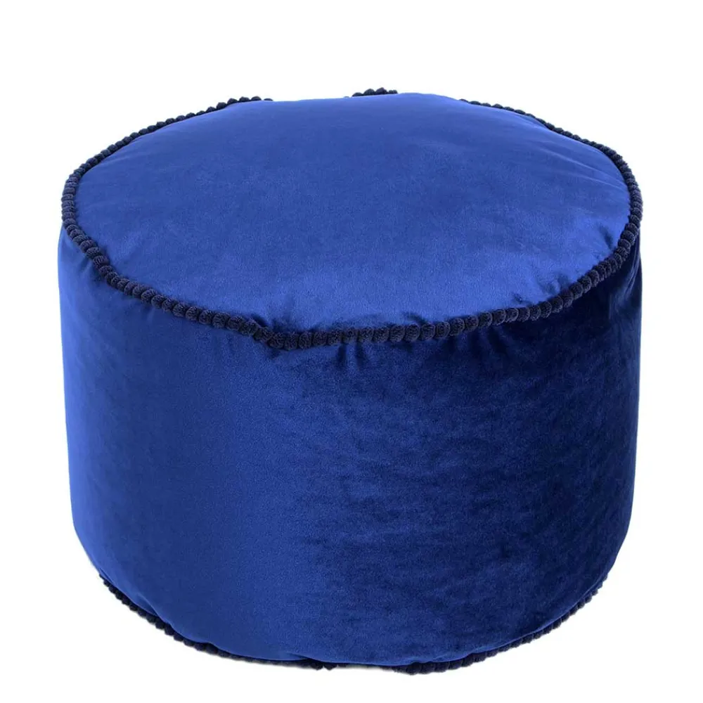 Wohnen Blauer Samt Pouf in runder Form - Briotova