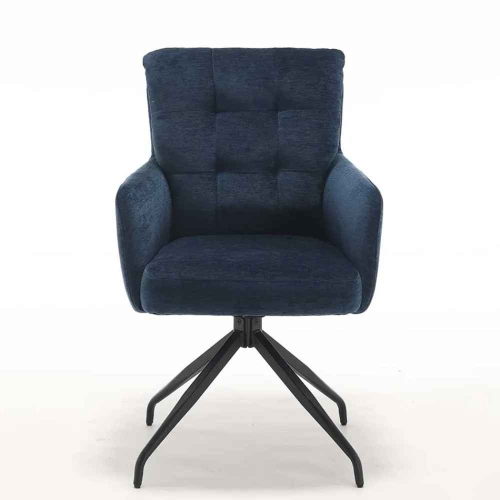 Wohnen Blauer Tischsessel mit Chenillebezug - Catrizia (2er Set)