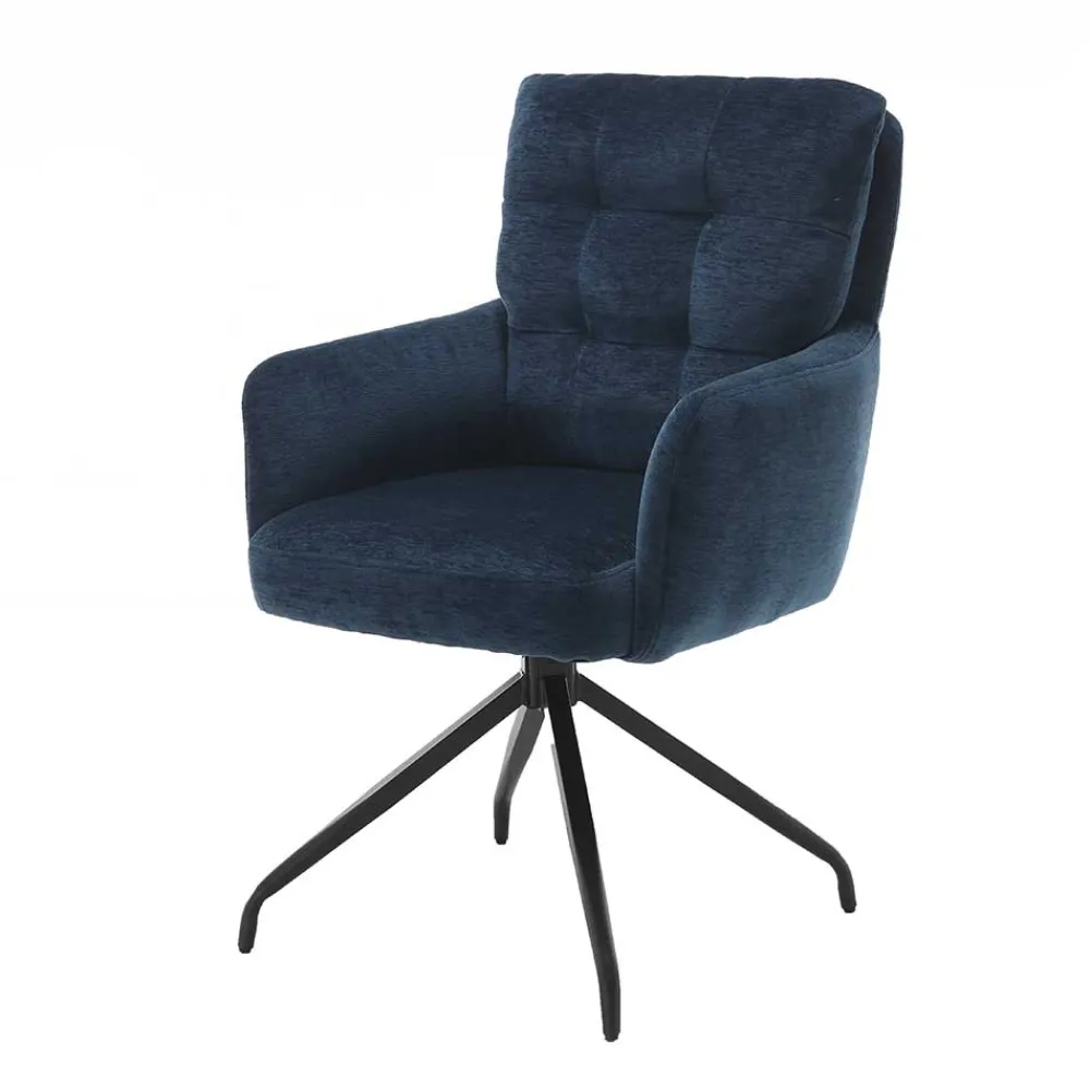 Wohnen Blauer Tischsessel mit Chenillebezug - Catrizia (2er Set)