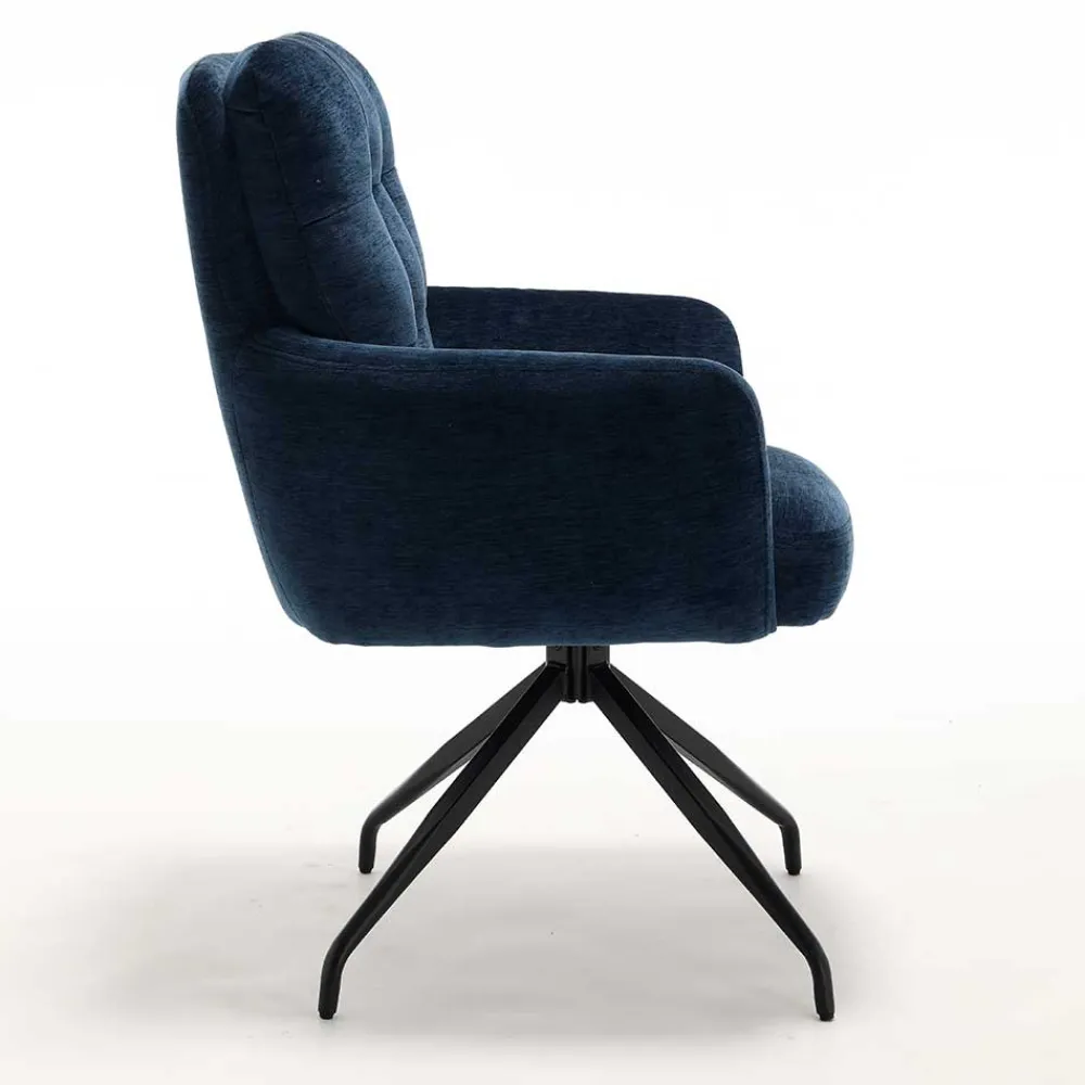 Wohnen Blauer Tischsessel mit Chenillebezug - Catrizia (2er Set)
