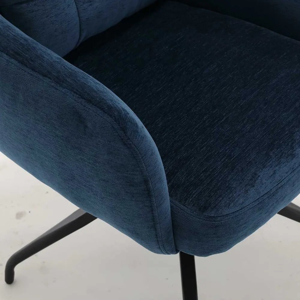 Wohnen Blauer Tischsessel mit Chenillebezug - Catrizia (2er Set)