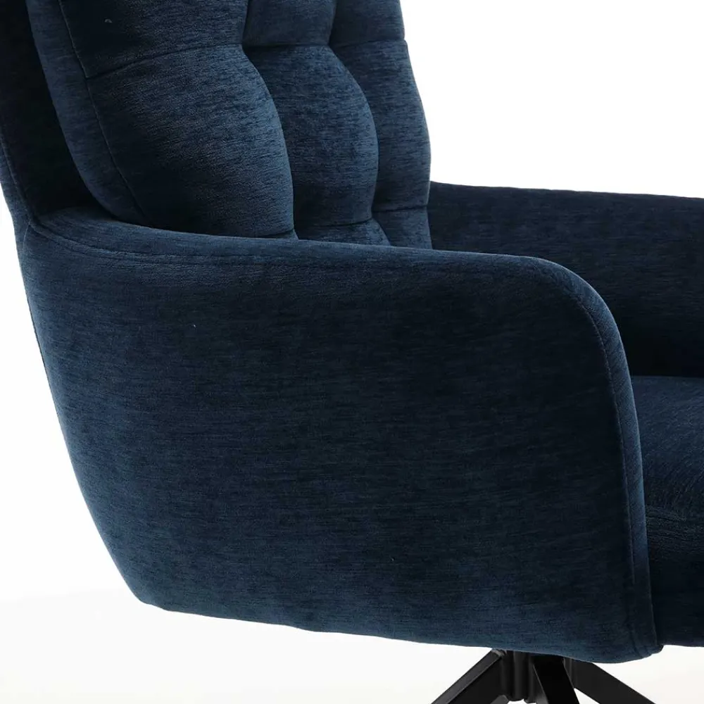 Wohnen Blauer Tischsessel mit Chenillebezug - Catrizia (2er Set)