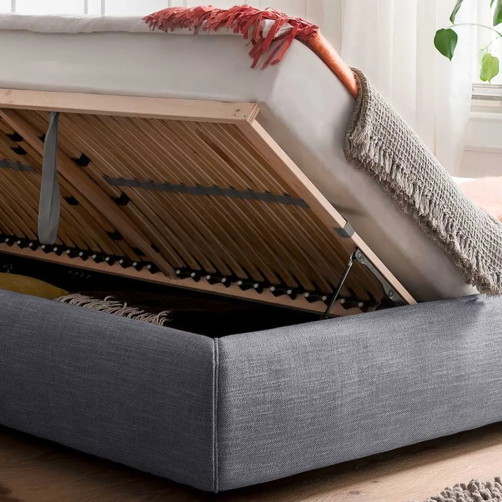 Wohnen Blaues Polsterbett komplett mit Matratzen TTF - Sunset