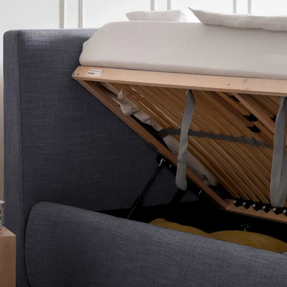 Wohnen Blaues Polsterbett komplett mit Matratzen TTF - Sunset