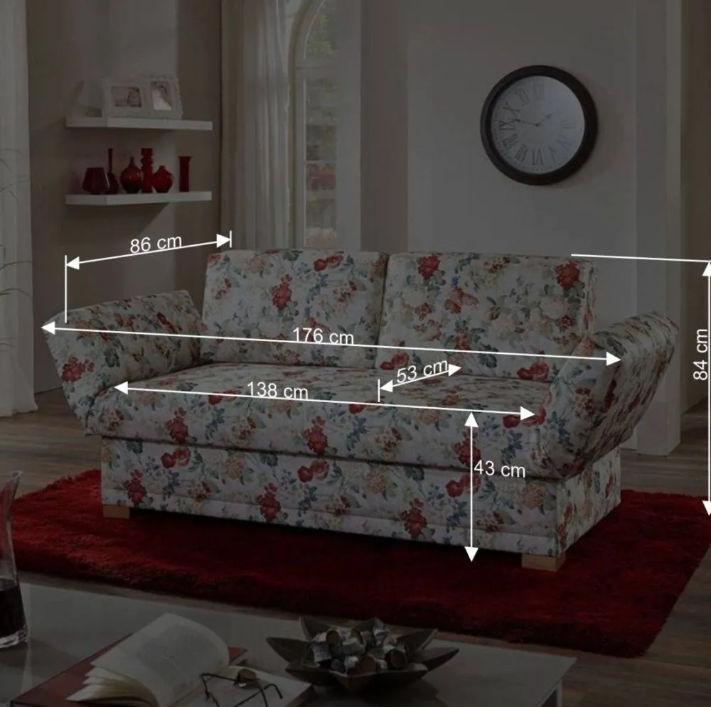 Wohnen Betten|Betten*Blaues Schlafsofa mit verstellbaren Armlehnen - Lash