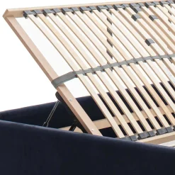 Wohnen Blaues Stauraumbett mit Chesterfield Kopfteil - Lani