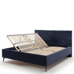 Wohnen Blaues Stauraumbett mit Chesterfield Kopfteil - Lani