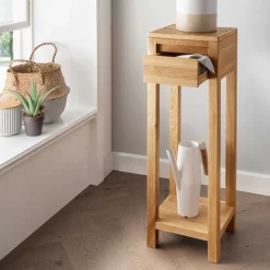 Wohnen Blumensäulen*Blumensäule mit Schublade aus Wildeiche Massivholz - Acapella