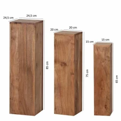 Wohnen Blumensäulen Set Vislan aus Holz massiv Akazie (dreiteilig)