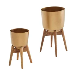 Wohnen Blumentöpfe aus Metall in Gold - Nell II (zweiteilig)