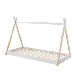 Kinder Wohnen Bodentiefes Kinderbett 90x200 im Zelt Design - Flyma