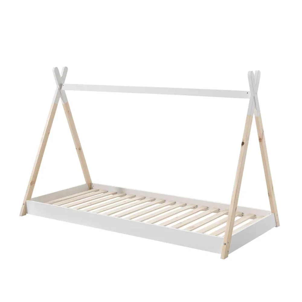 Kinder Wohnen Bodentiefes Kinderbett 90x200 im Zelt Design - Flyma