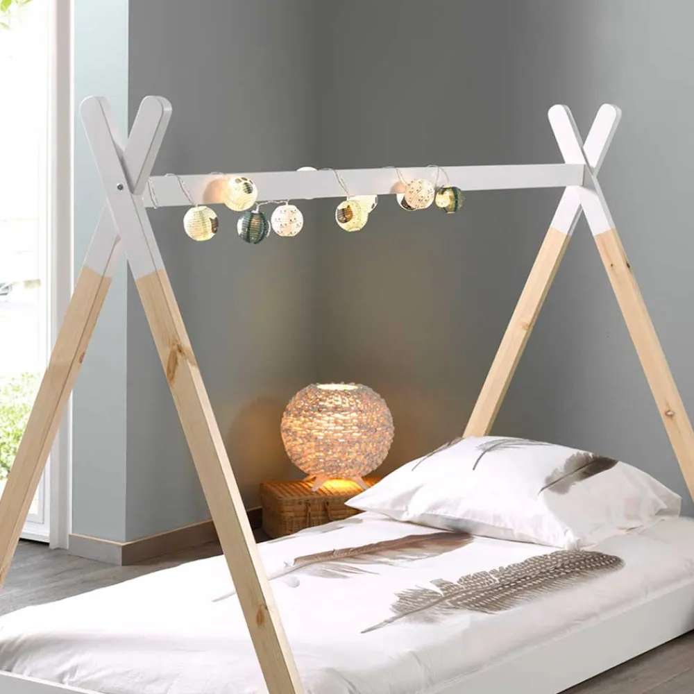 Kinder Wohnen Bodentiefes Kinderbett 90x200 im Zelt Design - Flyma