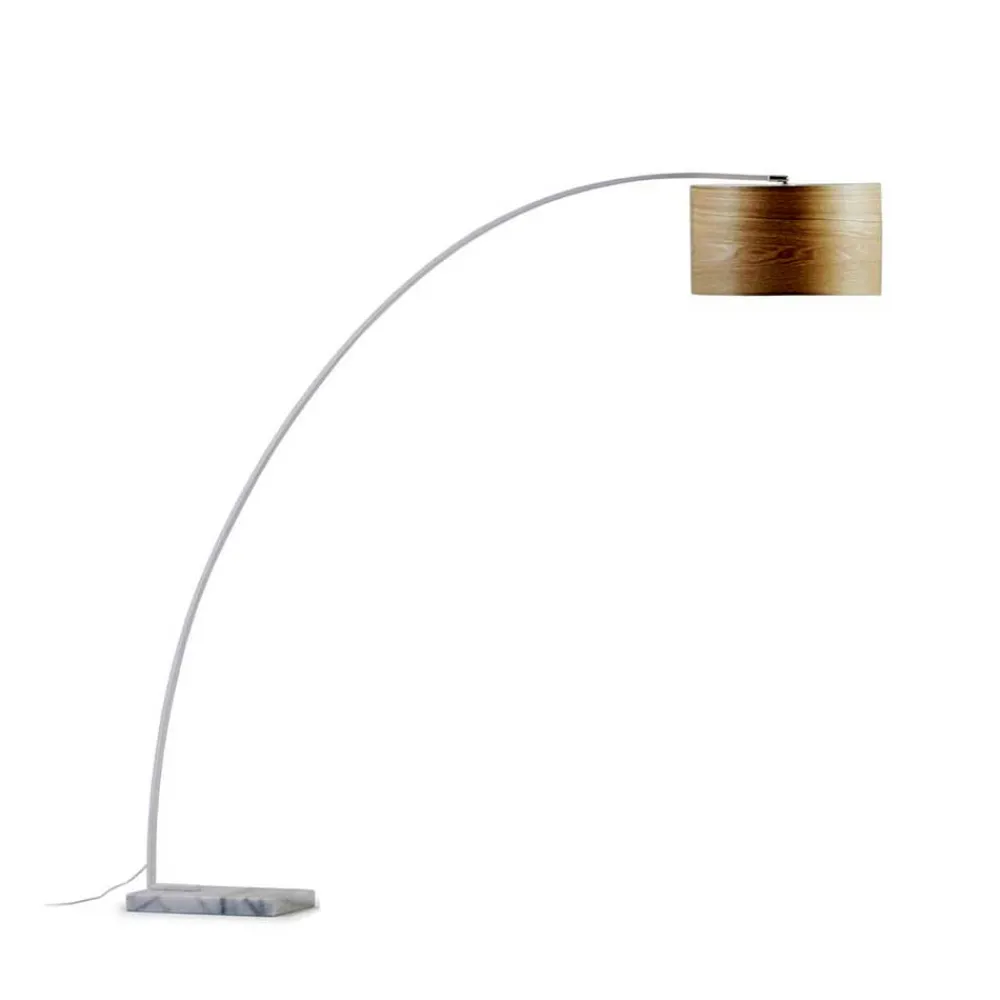 Wohnen Weiße Möbel|Lampen & Leuchten*Bogenleuchte mit Holzfurnier Schirm - Nango