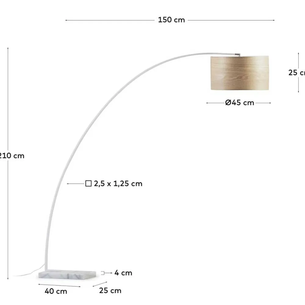 Wohnen Weiße Möbel|Lampen & Leuchten*Bogenleuchte mit Holzfurnier Schirm - Nango