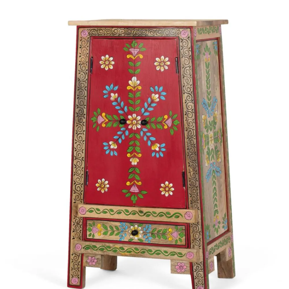 Wohnen Boho Style Möbel|Designermöbel*Boho Kommode mit Blumen Dekor im Folklore Style - Gionala