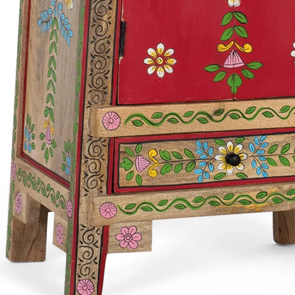 Wohnen Boho Style Möbel|Designermöbel*Boho Kommode mit Blumen Dekor im Folklore Style - Gionala