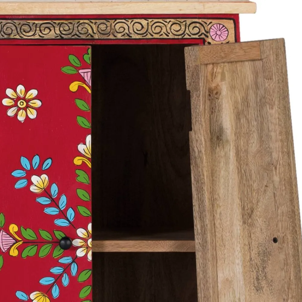 Wohnen Boho Style Möbel|Designermöbel*Boho Kommode mit Blumen Dekor im Folklore Style - Gionala