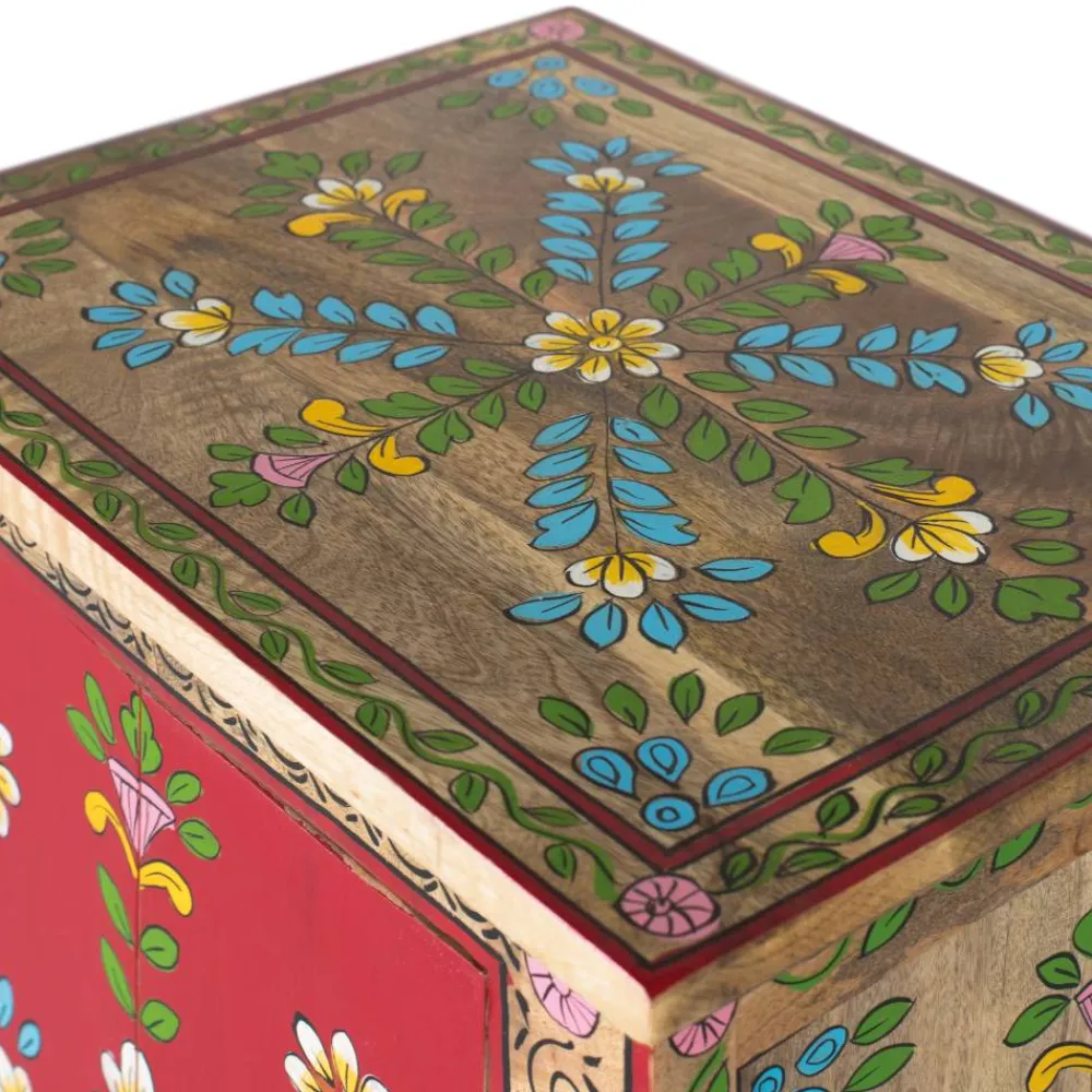 Wohnen Boho Style Möbel|Designermöbel*Boho Kommode mit Blumen Dekor im Folklore Style - Gionala