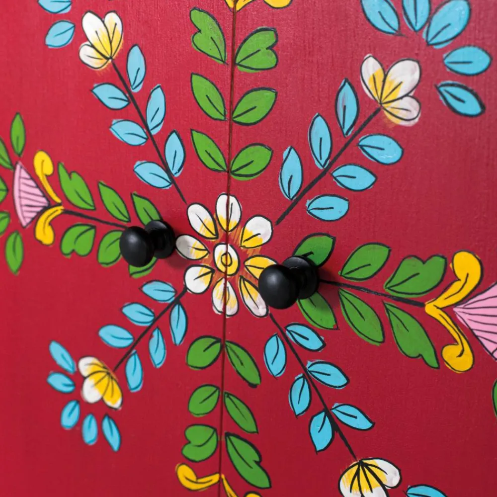 Wohnen Boho Style Möbel|Designermöbel*Boho Kommode mit Blumen Dekor im Folklore Style - Gionala