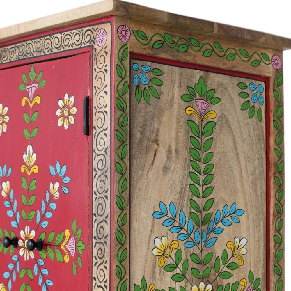 Wohnen Boho Style Möbel|Designermöbel*Boho Kommode mit Blumen Dekor im Folklore Style - Gionala