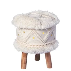 Wohnen Sessel & Hocker|Boho Style Möbel*Boho Style Hocker in Cremeweiß - Puertos